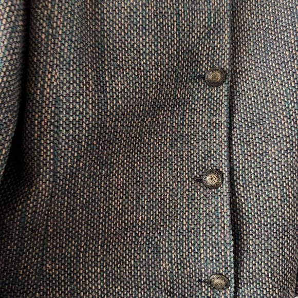 Vintage 90s Silk Cropped Blazer Jacket Fringe Collar Boxy Grandma Chic Large - Picture 4 of 7